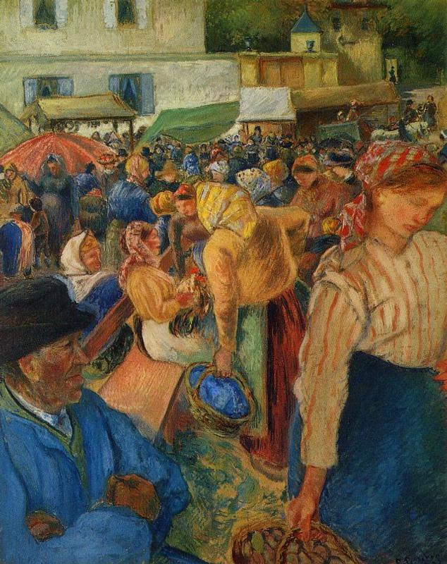 Poultry Market, Pontoise - Camille Pissarro Paintings